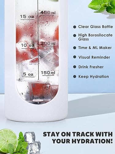 Miniatura 9 de GIEMIT Botellas de agua de vidrio de 32oz con funda de silicona, botellas de hidratación para beber, reutilizables, borosilicato, boca ancha,