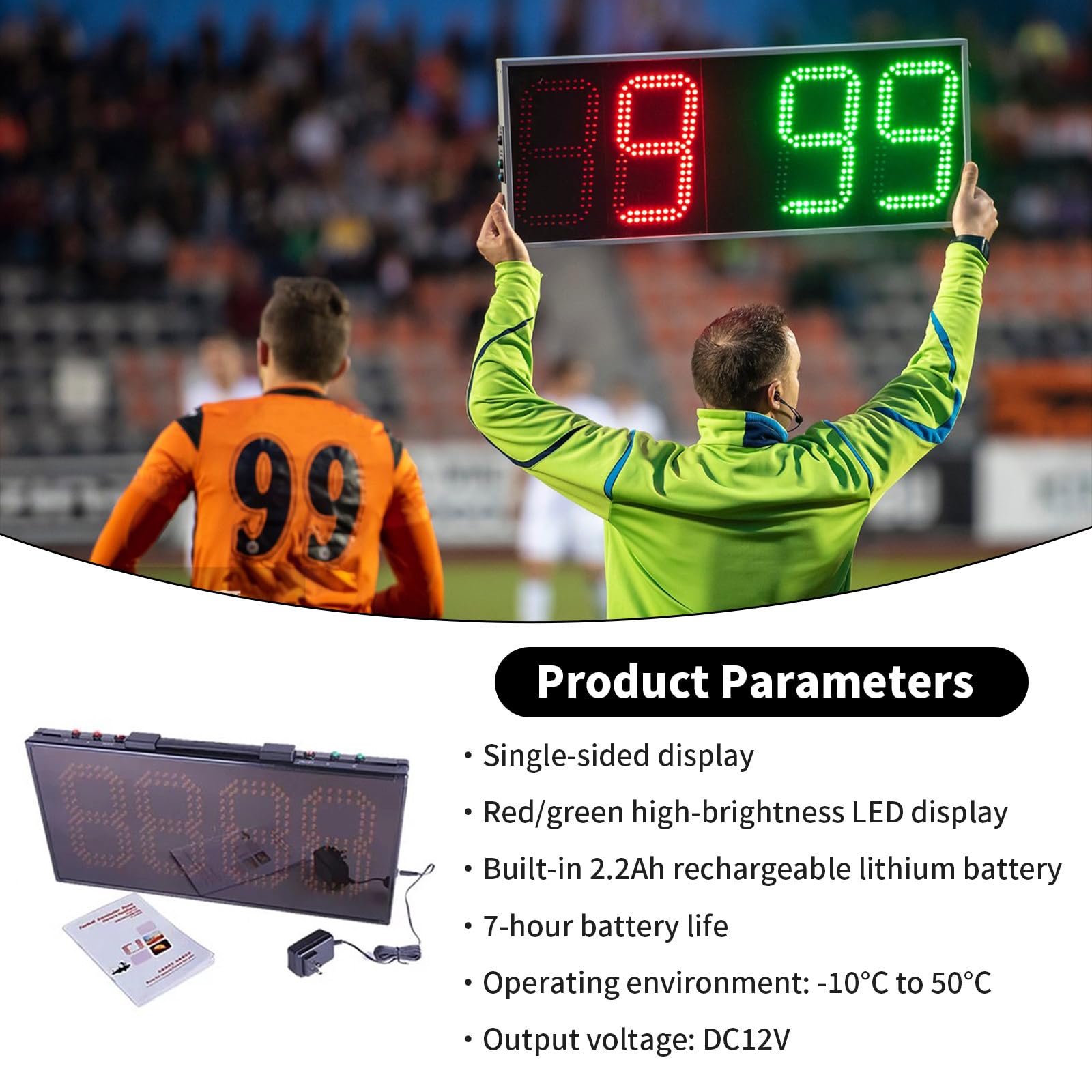 Tableau De Remplacement électronique pour Le Football, Affichage LED Portable pour Le Changement De Joueur, Tableau D'affichage Numérique électronique pour Le Changement De Joueur