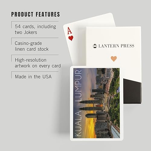 Miniatura 3 de Lantern Press Kuala Lumpur, Malasia, Skyline at Sunset (52 cartas de juego, baraja de cartas de tamaño póker con comodinos)