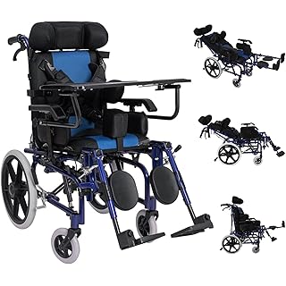 Child/Adult, Wheelchair, Full Reclining, Trolley, Steel Wheelchair, Leg Protection/Folding Pedal, Solid Tire, Armrest