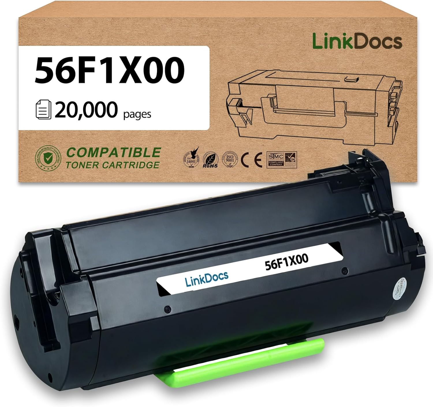 LinkDocs 56F1X00 Extra High Yield Toner Cartridge Replpacement for Lexmark 56F1X00 Work for Lexmark MS421 MS521 MS621 MS622 MX421 MX521 MX522 MX622 Laser Printer 20000 Pages