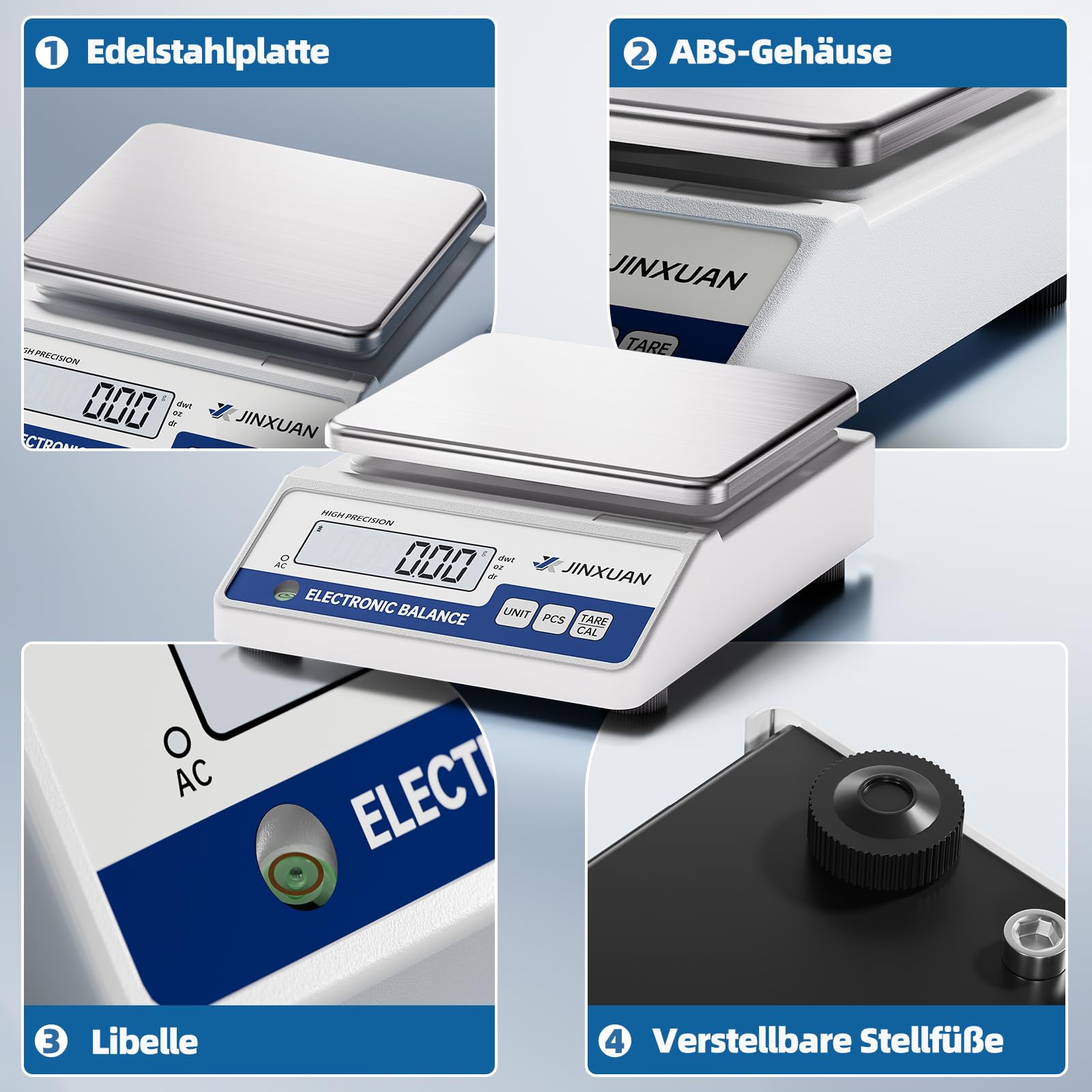 Laborwaage 6000g x 0.01g Analysewaagen Grammwaage Präzisionswaage Schmuckwaage Digitalwaage mit einer Genauigkeit von 0,01 Gramm
