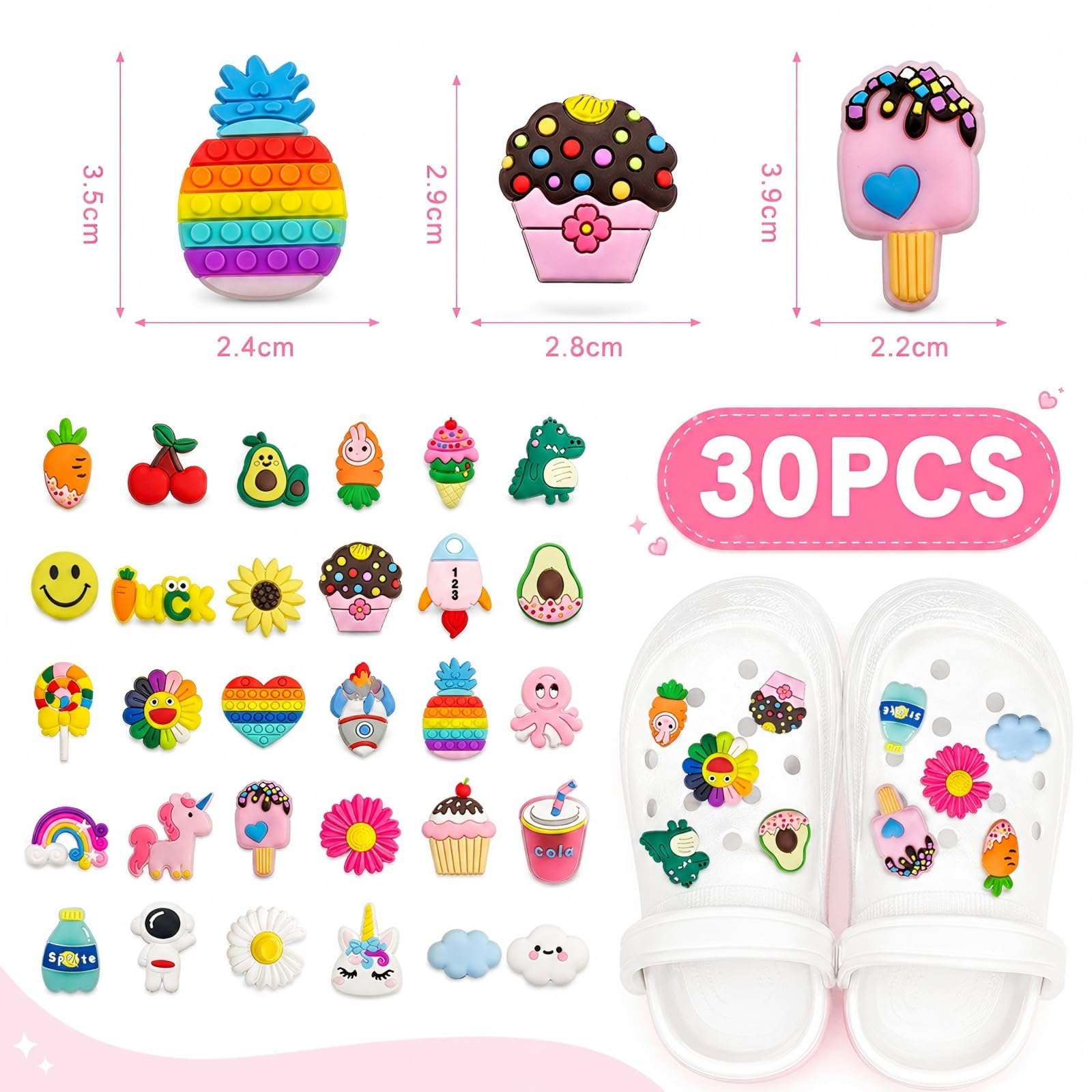 30 Piezas Pin - Pins Para - Adornos Para Zapatos Cartoon Adornos Para - Regalos Diy, Complementos De Calzado Y DecoracióN Para NiñOs Y Adultos
