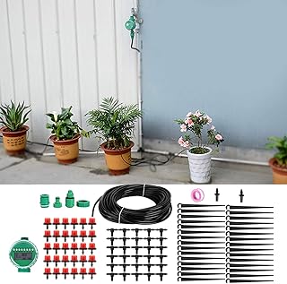 YYQTGG Kit prático de irrigação temporizada, saco de irrigação de árvores 20 m temporizador de irrigação kit de irrigação PVC e POM para horta de vegetais