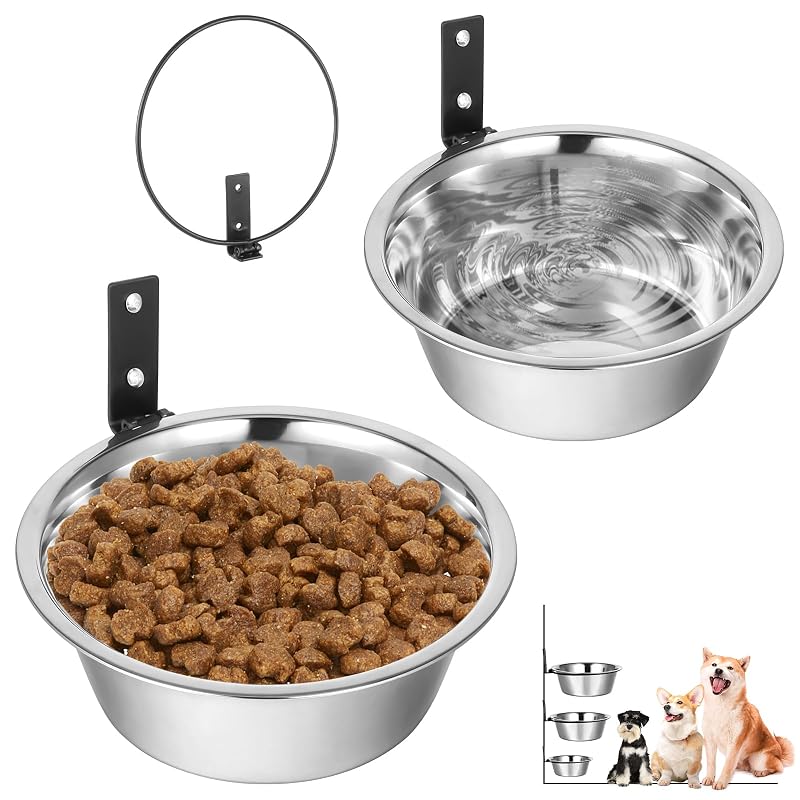 Comedouro Elevado para Cães de Parede em Aço Inoxidável HOFURME com Suporte Dobrável e Altura Ajustável, Pacote com 2