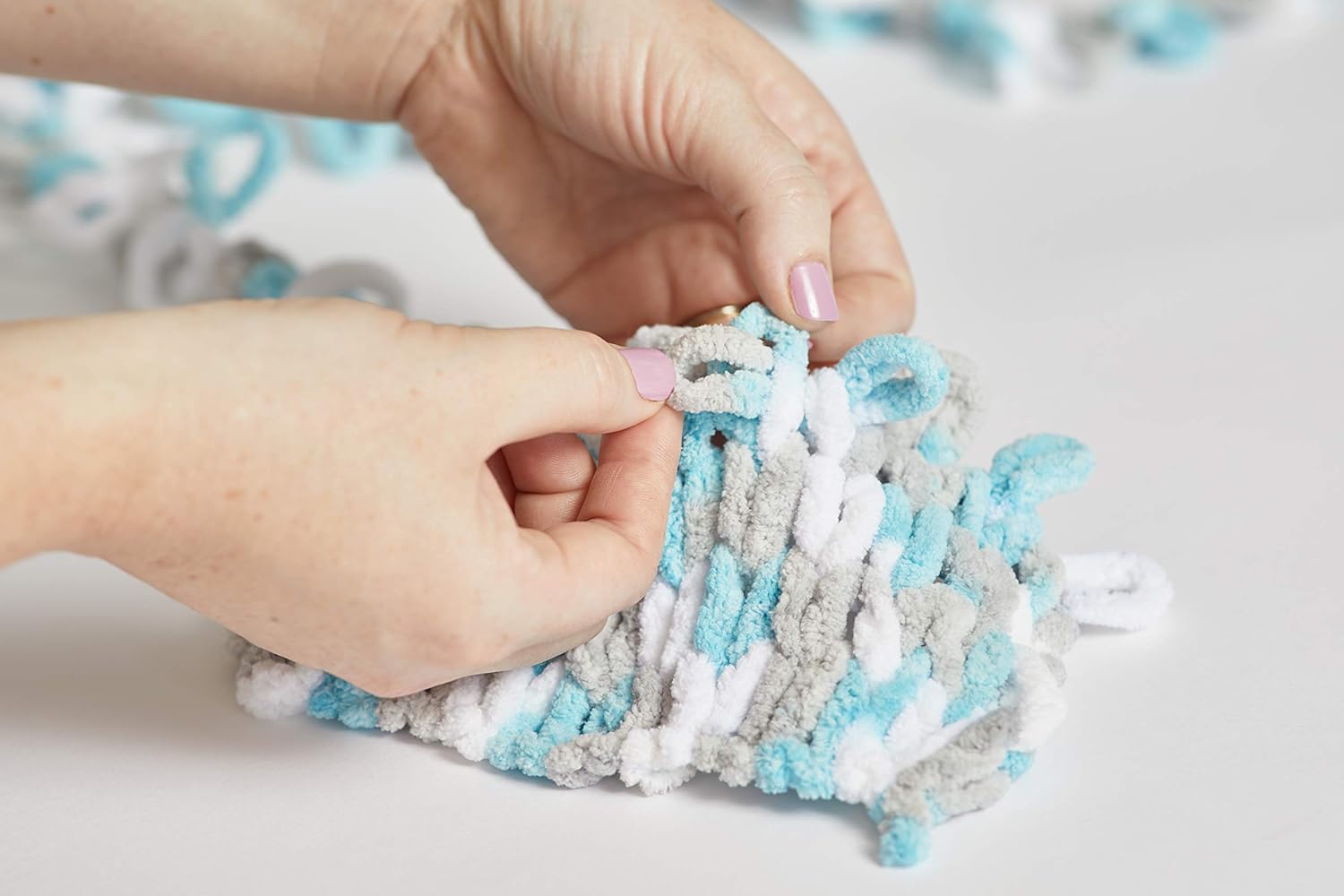 RED HEART Loop-It yarn I Blue It