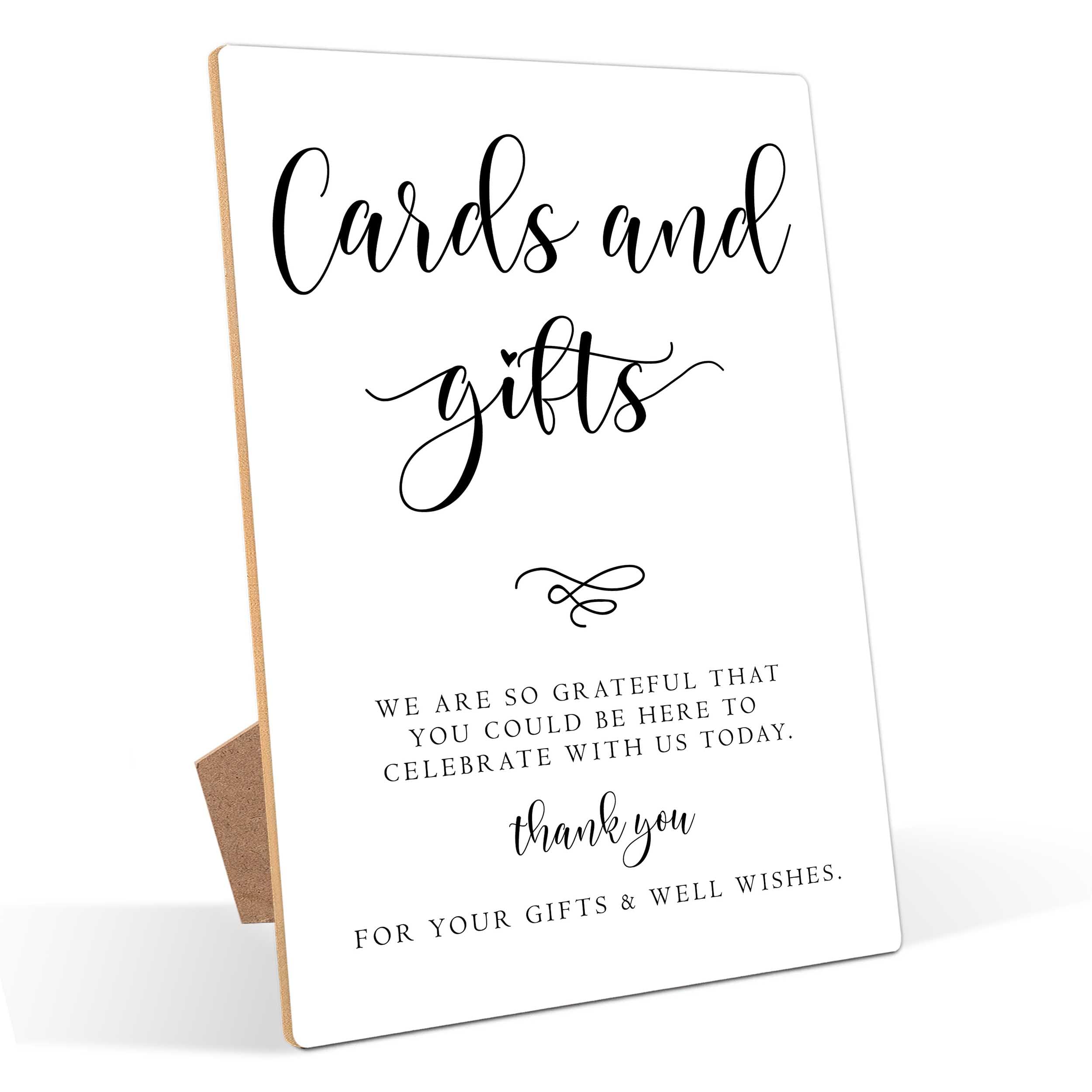 Cards and Gifts Sign for Wedding, Minimalist White Wood Sign, Wedding Accessories for Reception, Party Supplies And Decorations for Bridal Shower