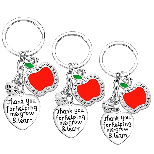 Teacher Appreciation Gift for Women, 3PCs Teacher Keychain Set, Jewelry Gift for Teachers, Birthday Gift for Teacher Gifts From Students (Style D)