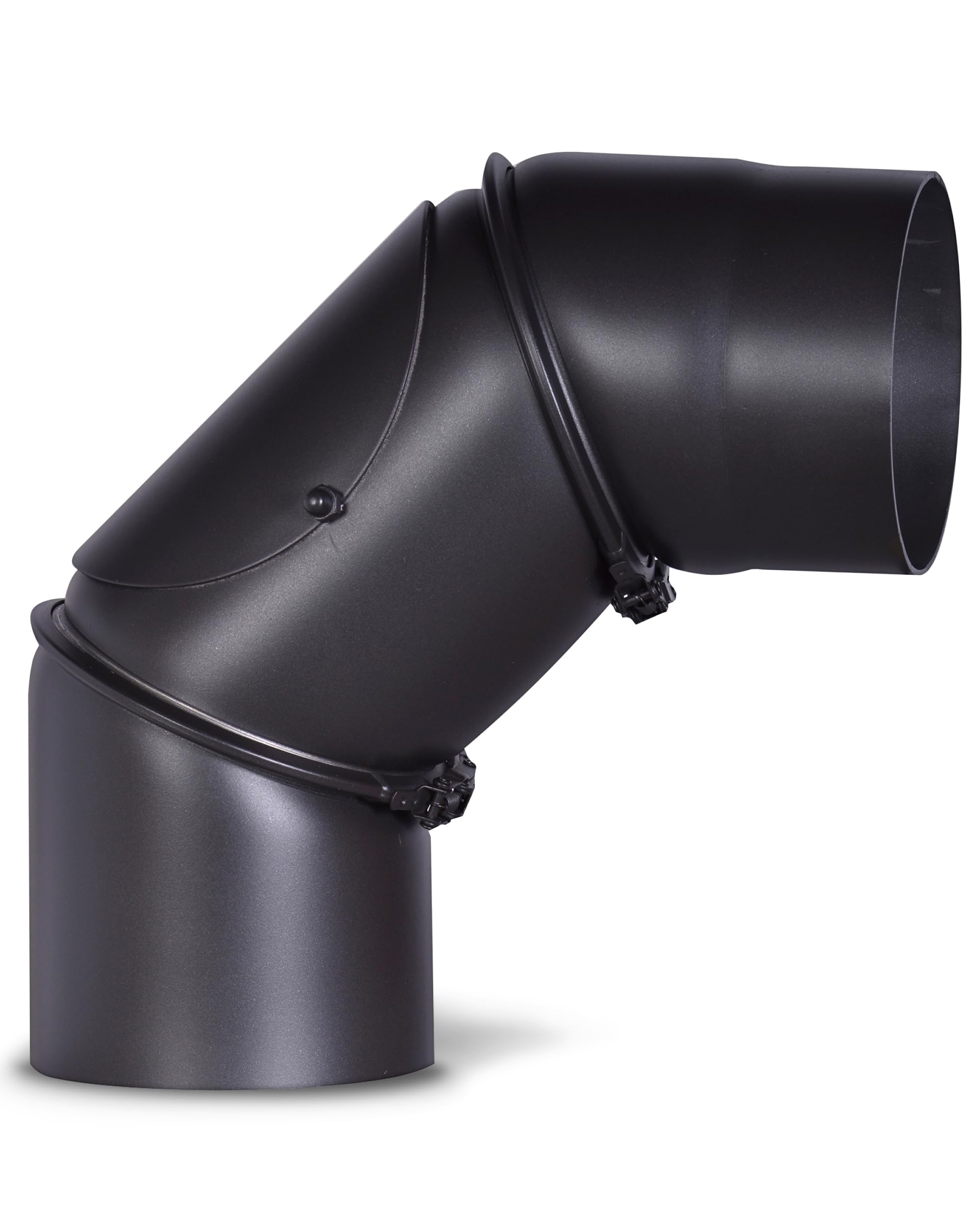 FIREFIX R120/B Ofenrohrbogen I Ofenrohr 120mm Durchmesser aus Stahlblech für Kaminofen I Beschichtetes Kaminrohr, von 0-90 Grad verstellbar I Mit Reinigungstür