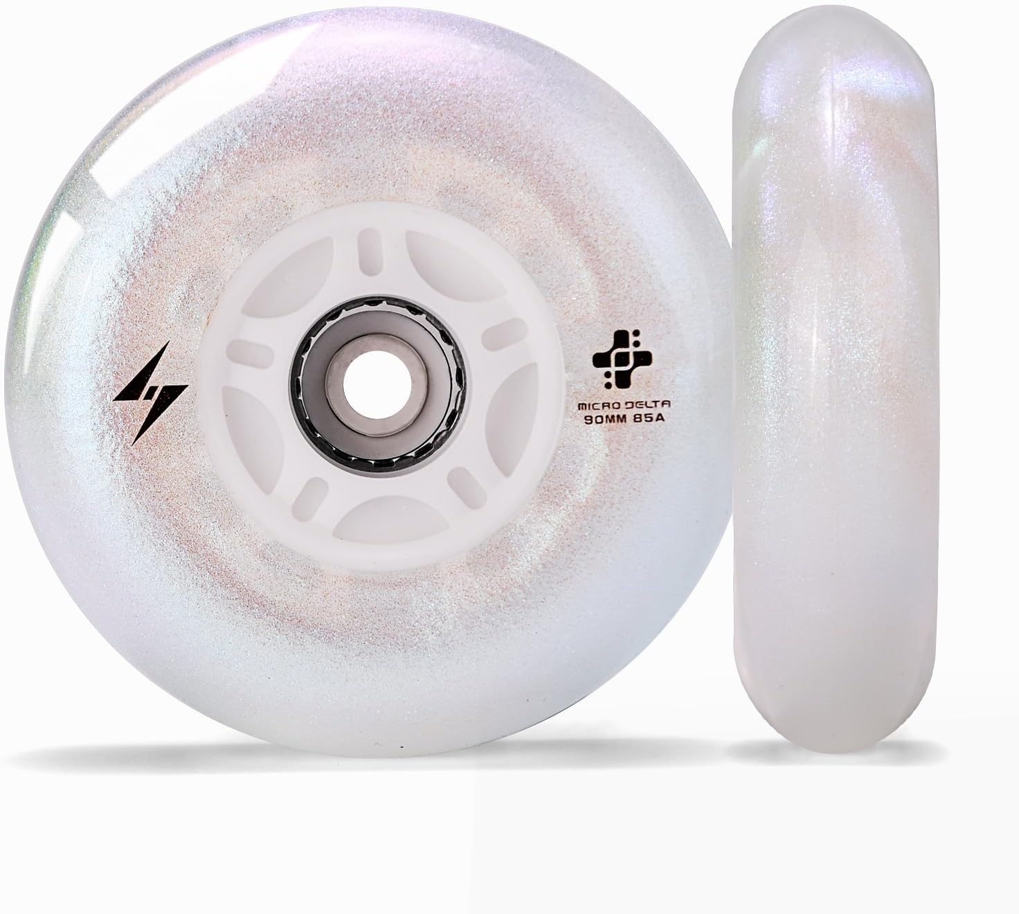 Light up Inline Skate Wheels & Roller Blade Wheels 76mm/80mm for Indoor & Outdoor use 90A Luminescence Roller Blade Wheels 4-Pack (PEARL, 90)