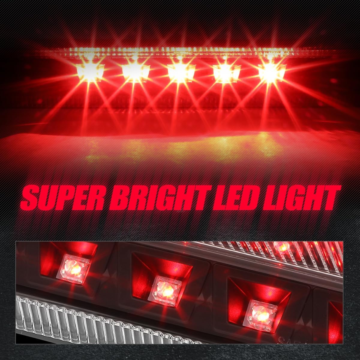 Auto Dynasty LED 3rd Third Tail Brake Light Compatible with 2011-2015 Ford Explorer Rear High Mount Stop Lamp, Black Housing Clear Lens