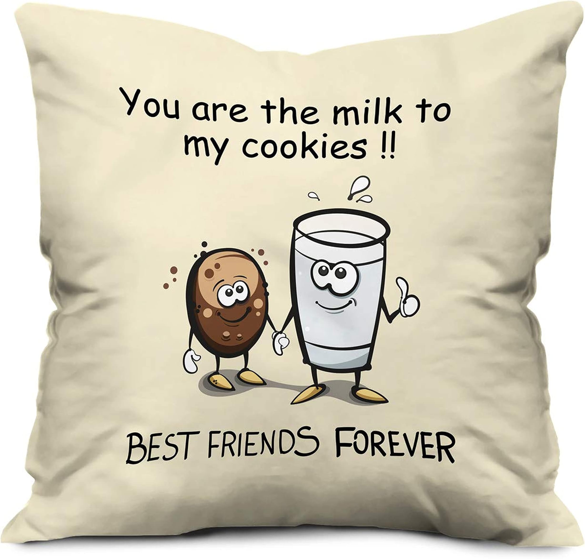 IndiCrafts Printed Satin Cushion Cover 12X12 Inches with Filler for Buddy-Roommate, BFF Gift, Gift for Mate pal chum Comrade Amigo Confidant Friendship Day Gift (Ind-E)