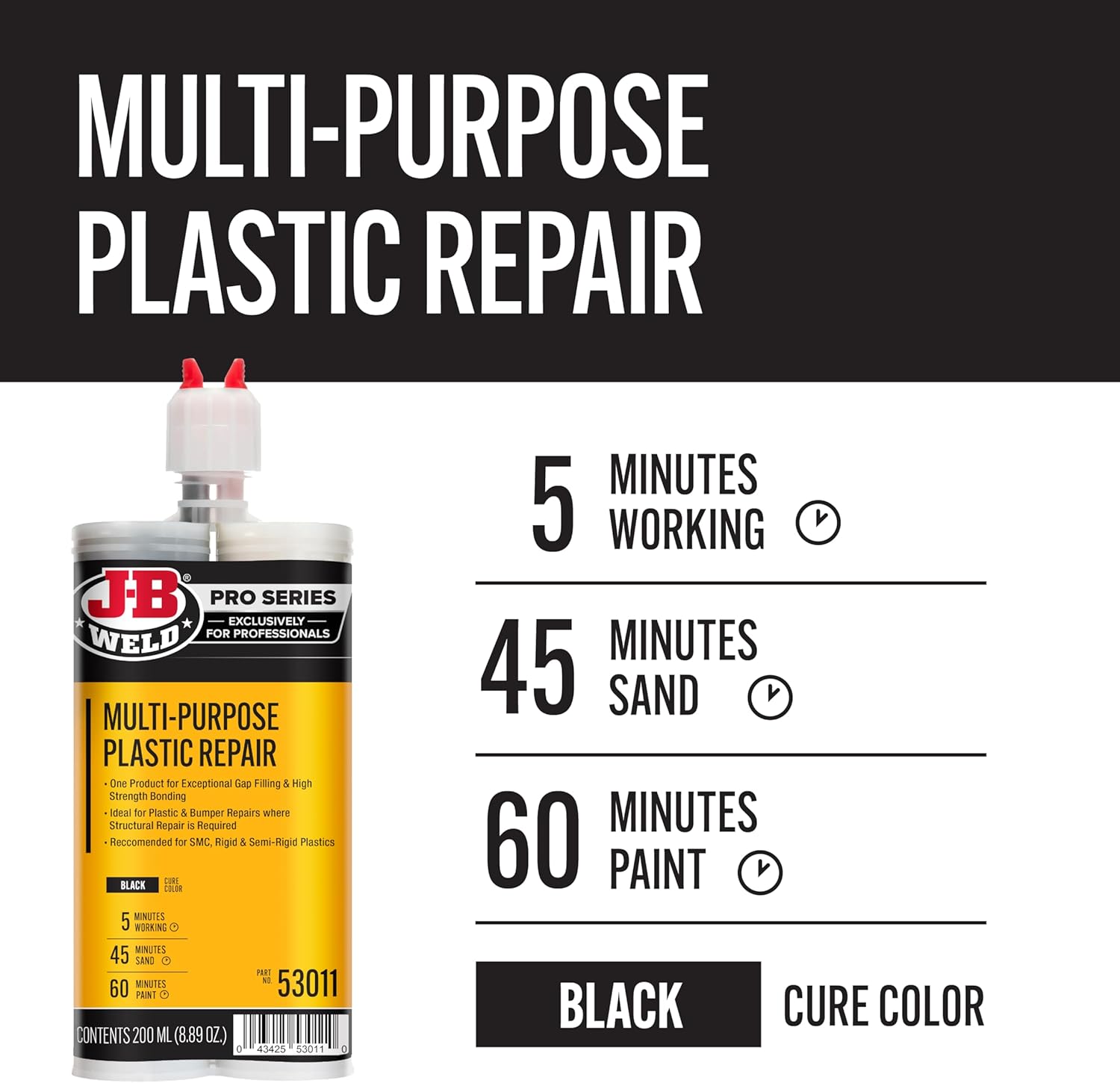 J-B Weld Multi-Purpose Plastic Repair - 200ml - 2 Mixers Included