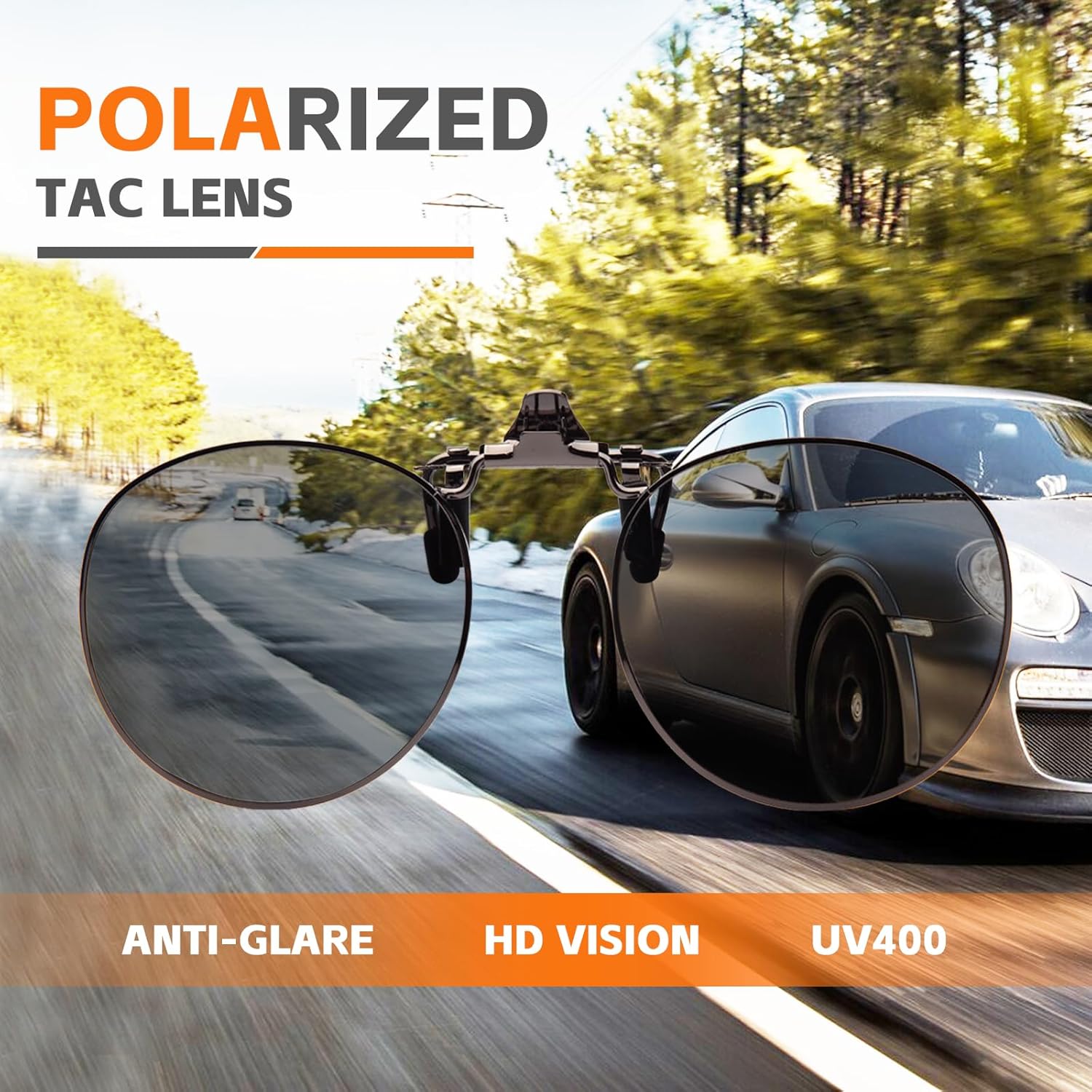 JO Polarized Clip-On Sunglasses UV400 Anti-Glare Lenses with Metal Frame Round - Image 4