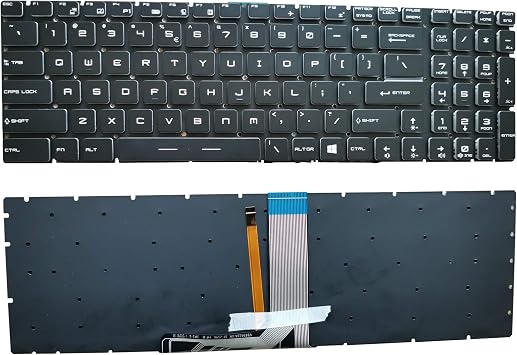 Laptop Replacement Keyboard with Backlight Compatible with MSI GE62 GS60 GS70 GS72 GE72 GT72 MS-1772 MS-16u6 Series Part Number V143422AK1 19000184 US Layout
