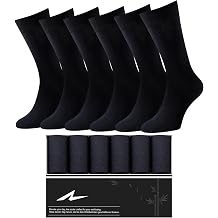 Niorasen 6 Pairs Bamboo Mens Socks, Comfortable Soft Top Crew Socks, Breathable Smart Classic Dress Sock with Gift Box for Everyday Business Casual
