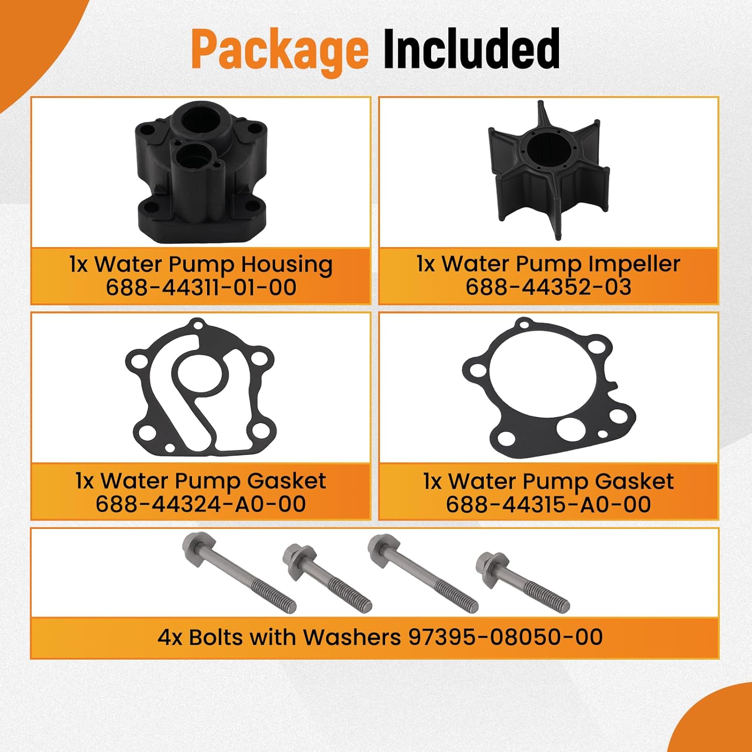maXpeedingrods Water Pump Impeller Repair Kit for Yamaha Outboard 2-Str 60 70 75 80 85 90 HP Replacement 692-W0078-00-00 692-W0078-01-00