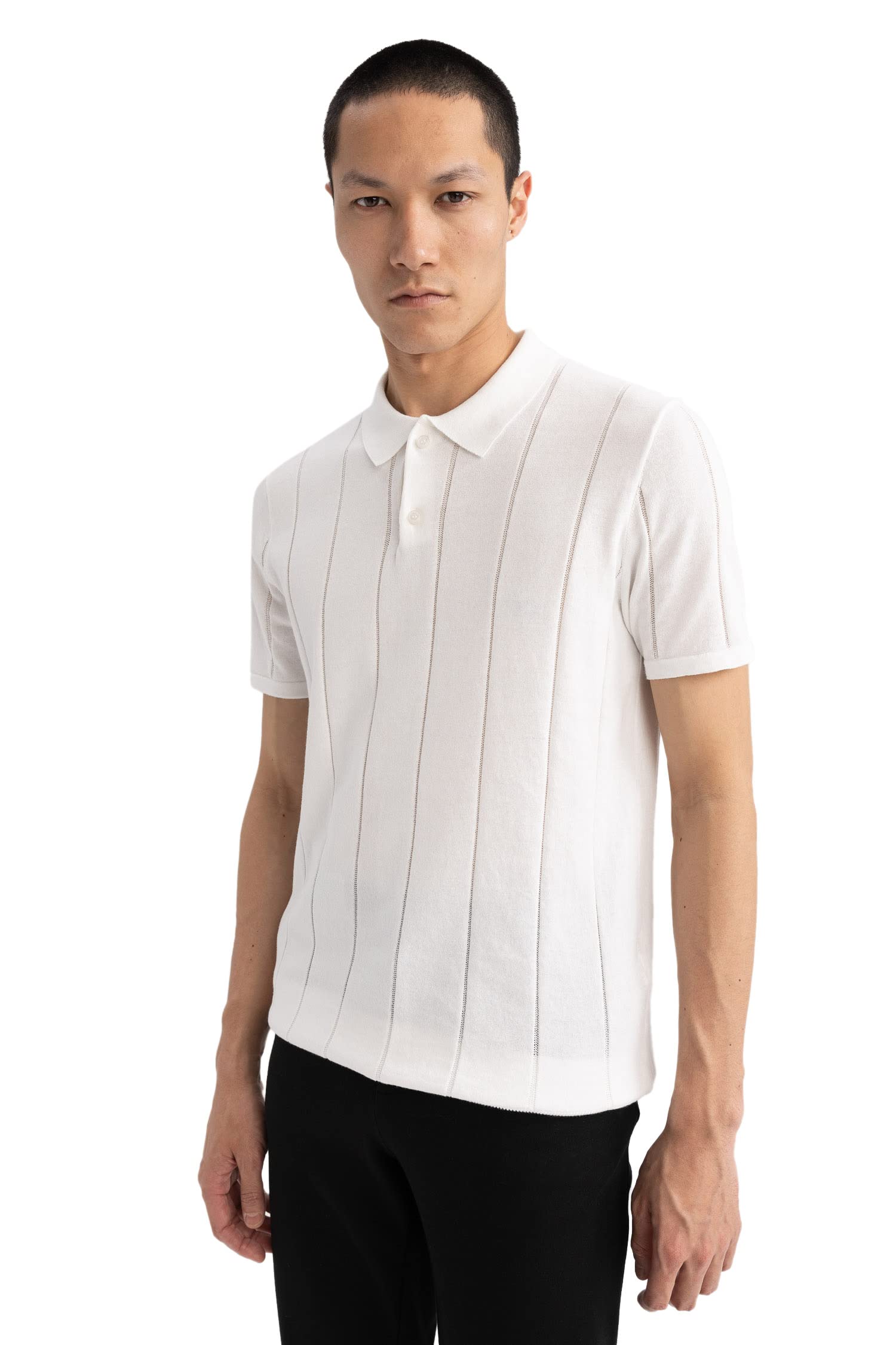 Erkek Modern Fit Polo Yaka Kısa Kollu Triko Tişört