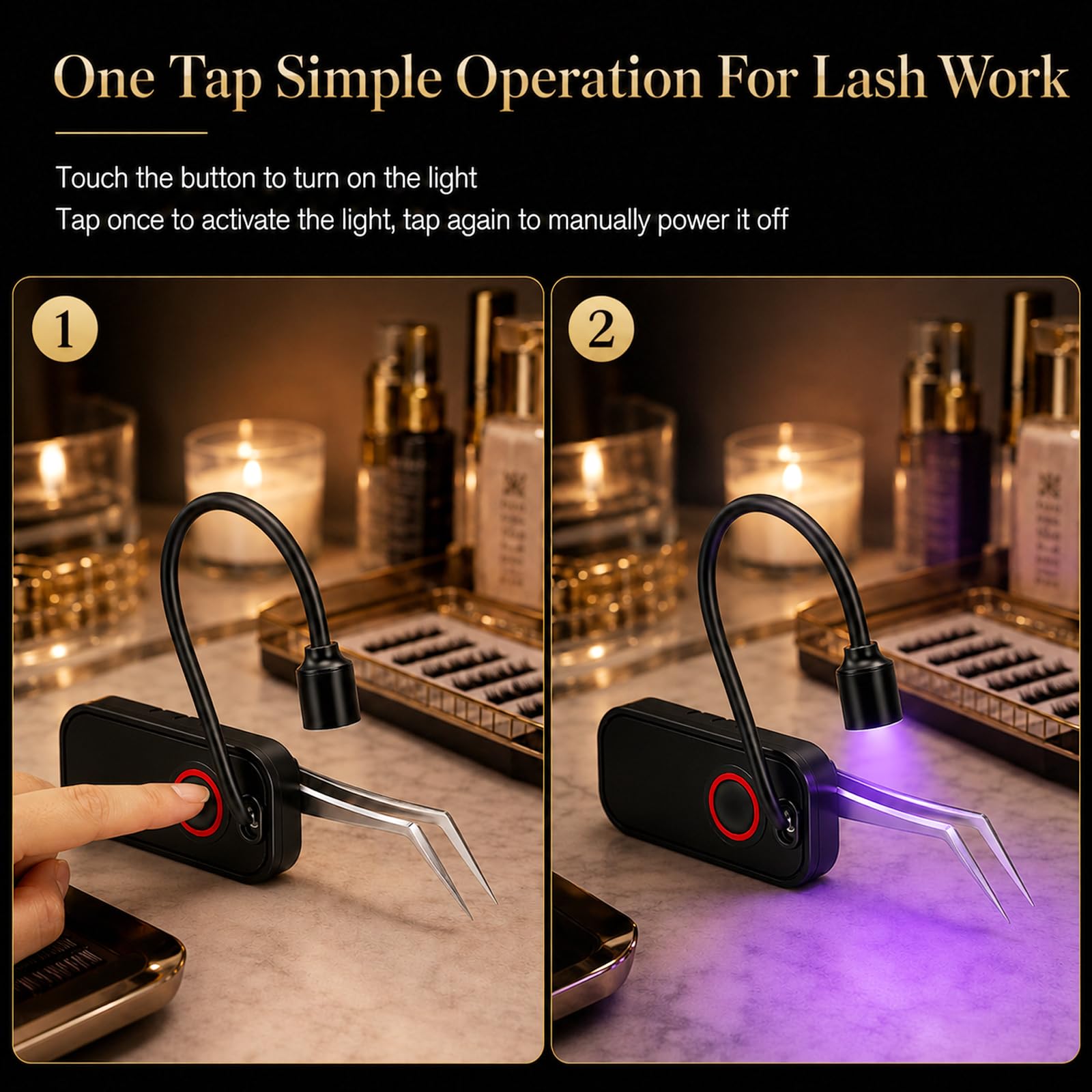 Lampe UV Pour Extensions Cils Pour Cils Avec Interrupteur Tactile Et étui