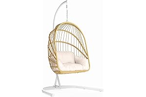 Comfortable Wicker Swing EggChair for Indoor or Outdoor Relaxation with Stand