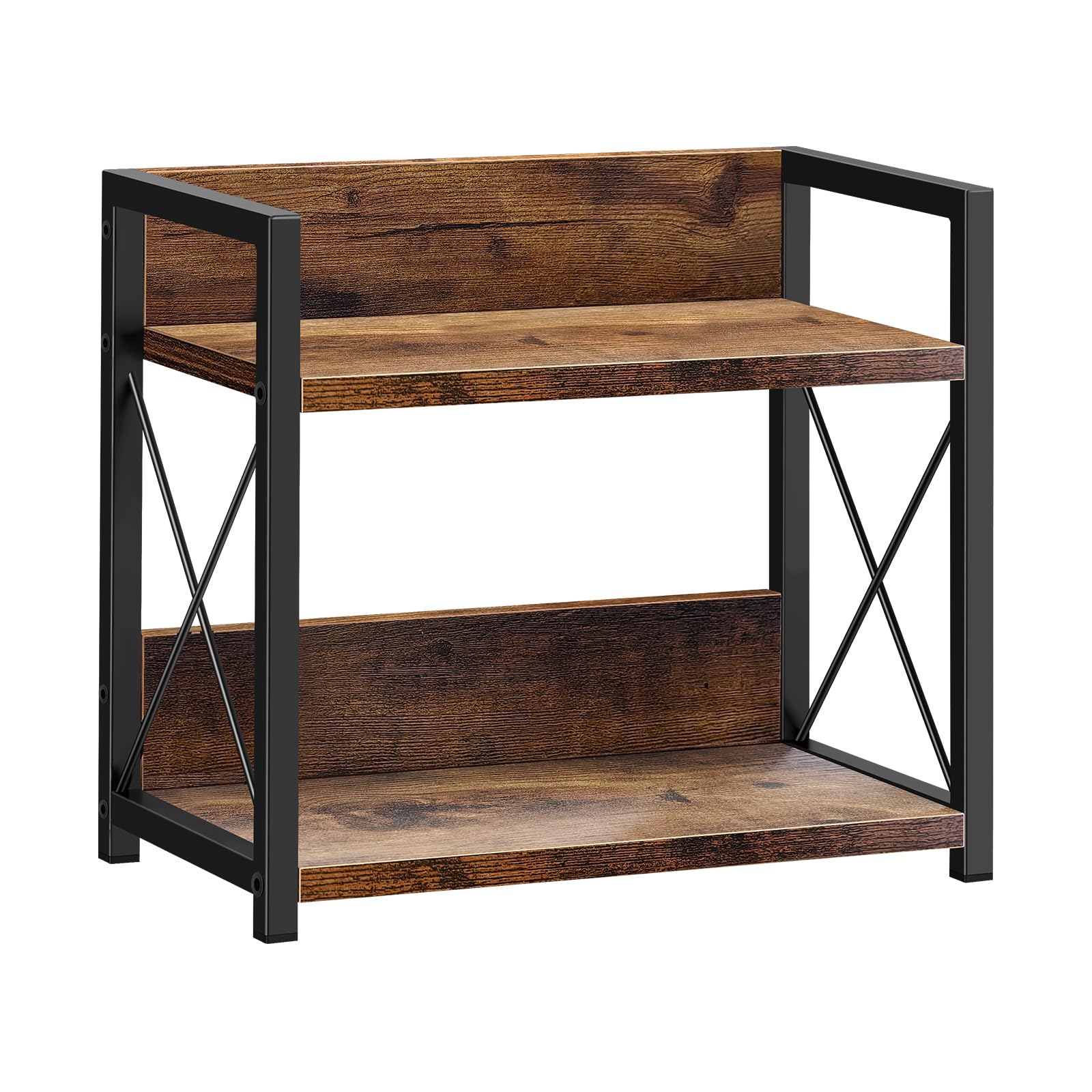 GoldonWal 2-Tier Rustic Spice Rack Organizer, Reinforced Steel Frame & Anti-Slip Design - Stable Standing Shelf for Spices, Oil Bottles, Coffee Station (30W x 16D x 26.2H cm)