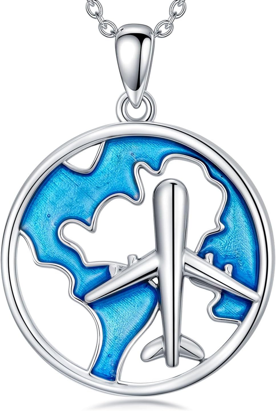 Airplane Necklace for Women 925 Sterling Silver Heart Airplane Jewelry Flight Attendant Gifts