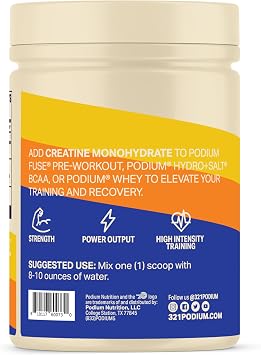 Podium Nutrition, Solos | Creatine Monohydrate, 50 Servings, Unflavored, Boost Athletic Performance