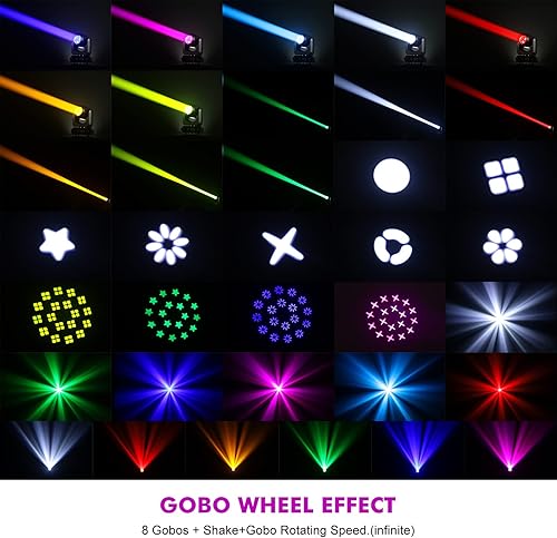 Miniatura 5 de Paquete de 2 luces LED de 150 W, lavado de puntos, GOBO 18 caras, prisma roto súper brillante, DJ discoteca, luz de escenario (haz de 150 W, luz de