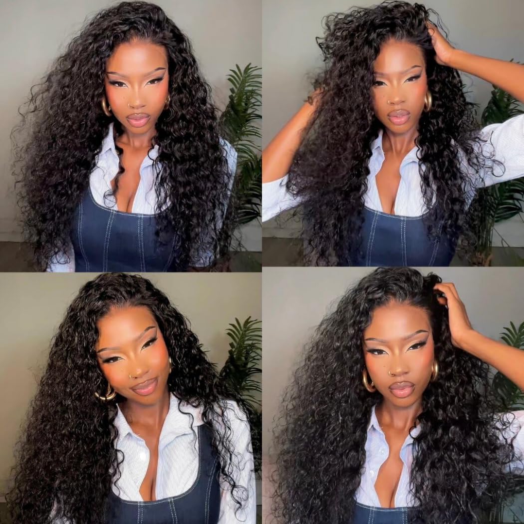 Human Hair Bundles 20 22 24 Inch Water Wave Bundles Human Hair 100% Unprocessed Brazilian Virgin Hair Double Weft Triple Lifespan Curly Bundles Human Hair Quick Weave Natural Color