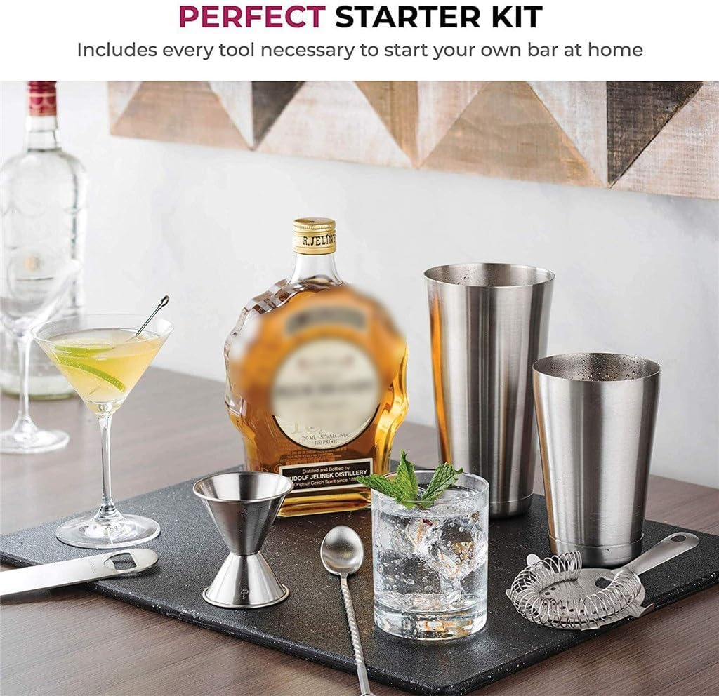 Boston Mixer Set 15-Piece Bar Mixing Tools with Recipes