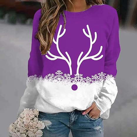 Kersttruien voor dames, sneeuwvlok kersttrui dames, lelijke kersttrui voor dames Grappige schattige sneeuwvlok, Winter Xmas Top (Color : Red, Size : M