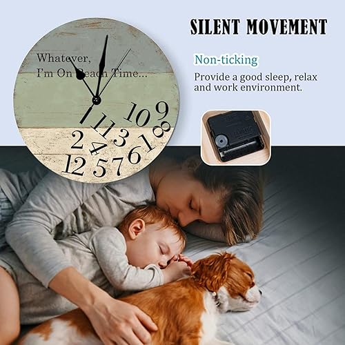 Miniatura 6 de Reloj de pared de madera rústica, 12 pulgadas, movimiento de barrido silencioso, estilo vintage, fácil de leer