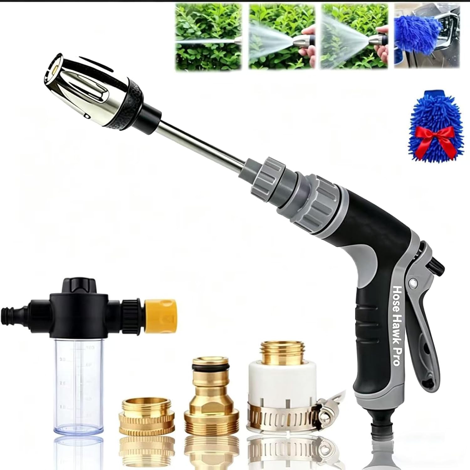 Hose Hawk Pro Pressure Washer, 3 Adjustable Spray Modes, Suitable for Car Washing, Garden Watering, Window Cleaning