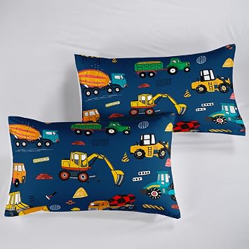 QOOMO Construction Kids Bed Sheets Twin Size