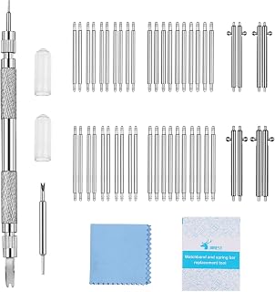 JOREST Watch Spring Bar Tool, Watch Repair Kit to Replace The Watch Strap, Watch Link Removal Tool, with User Manual, 24PCS (20-22mm) Spring Bars + 8PCS (20-22mm) Quick Release Spring Bars