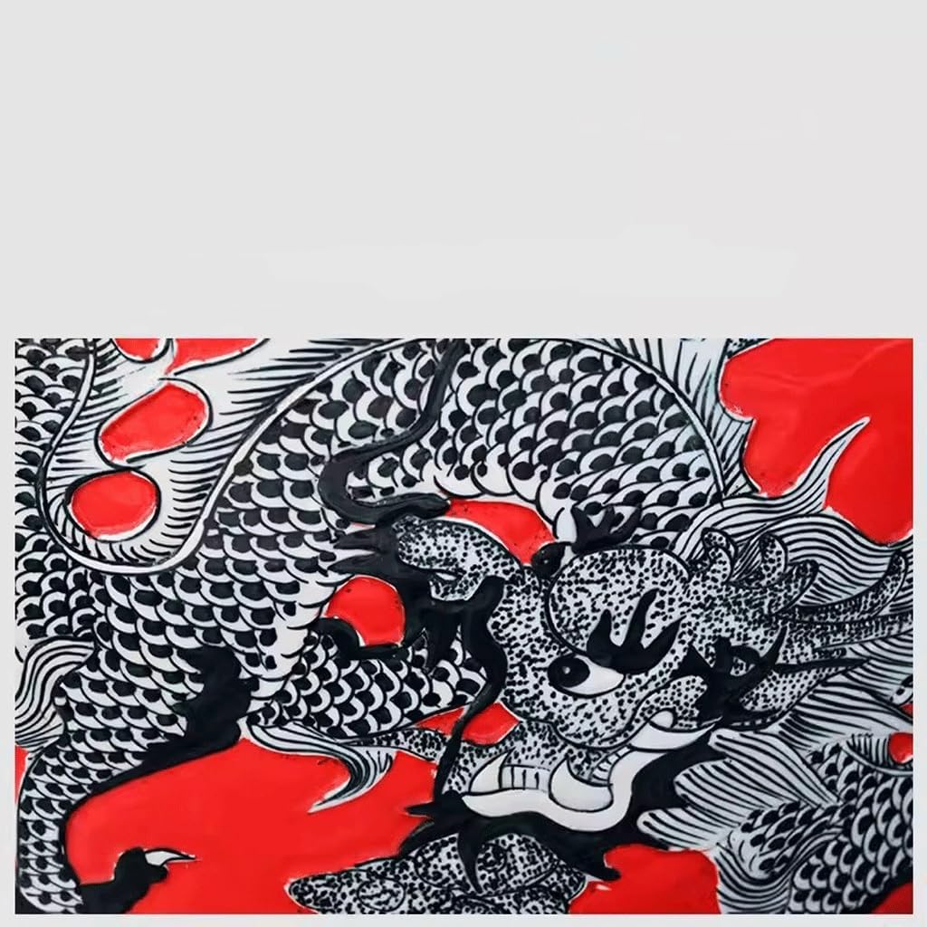 Aquarium Ceramic Dragon Pattern Fish Tank Turtle Tank Courtyard Water Lily Lotus Tank Living Room Household Rice Tank Fish Tank Decorations (Size : Large)