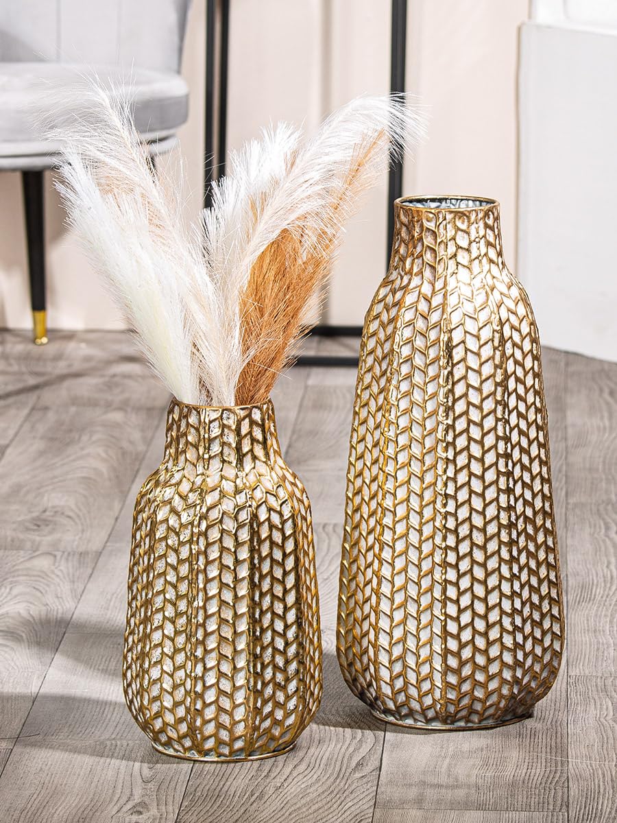 Mega Collections Vaas Oman Drip - goud - glas - D26 x H26 cm | Leen Bakker