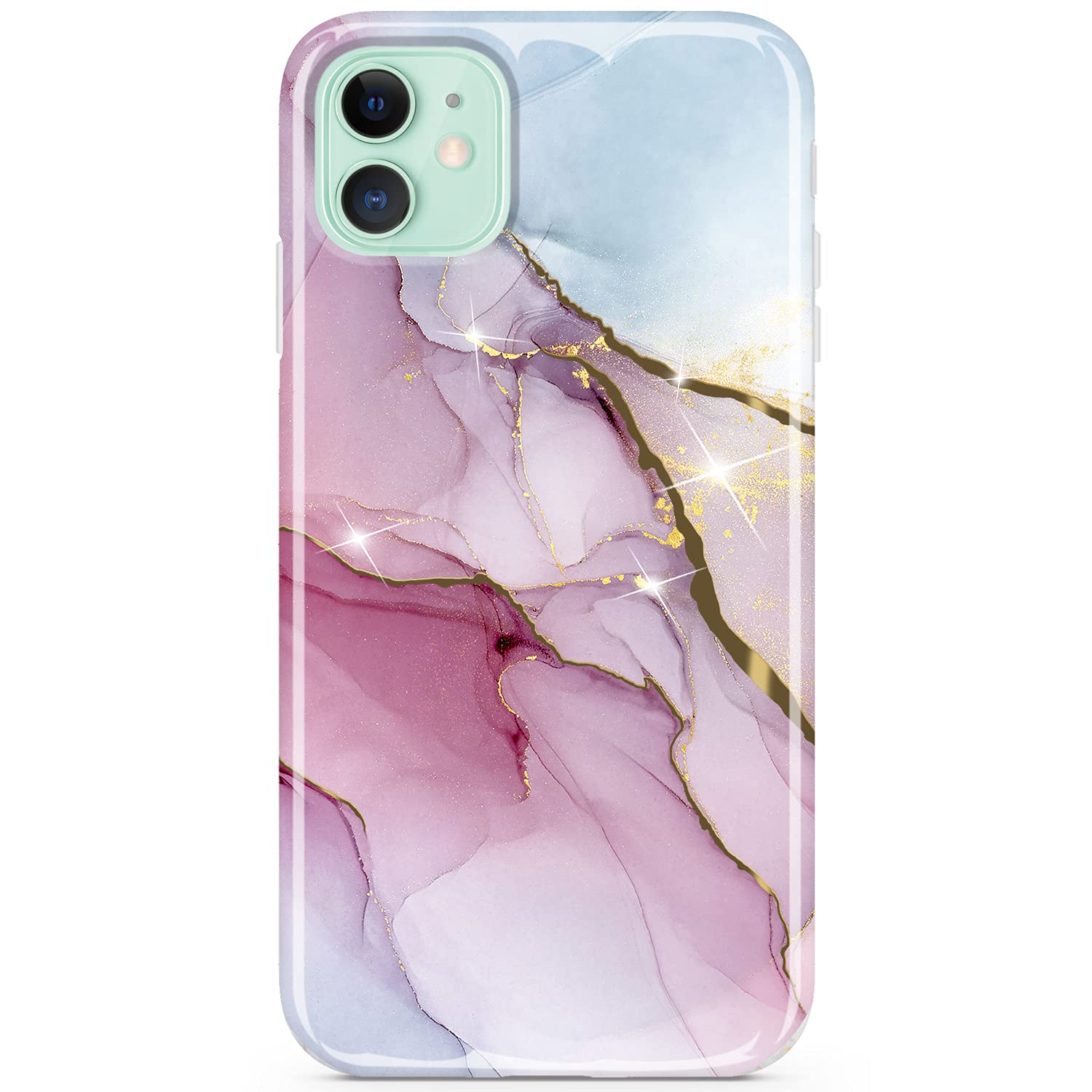 JIAXIUFEN Custodia Morbida In TPU Con Glitter Oro Per IPhone X E XS – Antiturto, Sottile, Ricarica Wireless Compatibile, Colore Viola Menta