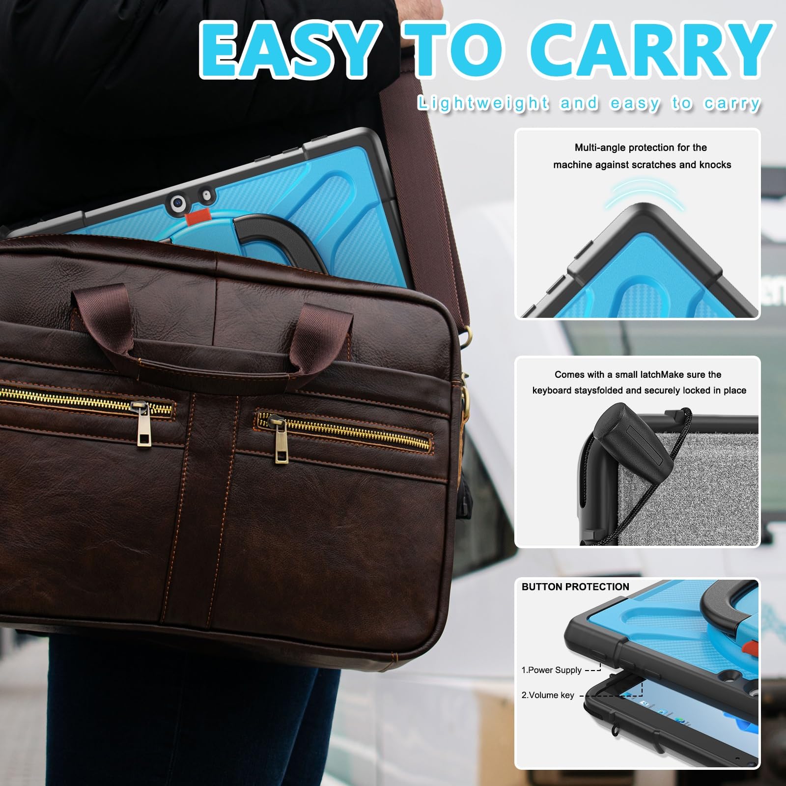 Pełne etui ochronne Kompatybilny z Microsoft Surface Go 4/ Surface Go 3/ Surface Go 2/ Surface Go 1 10,5-calowy pokrowiec Kompatybilny z klawiaturą Type Cover z podstawką, odporny na wstrząsy, wytrzym