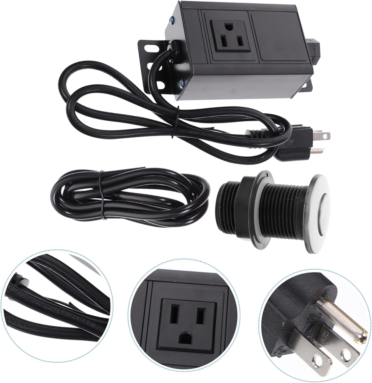 Garbage Disposal Air Switch with Hose Repair Kit Compatible with Standard Sinks Easy Installation Includes Aluminum Power Module and Stainless Steel Button Voltage