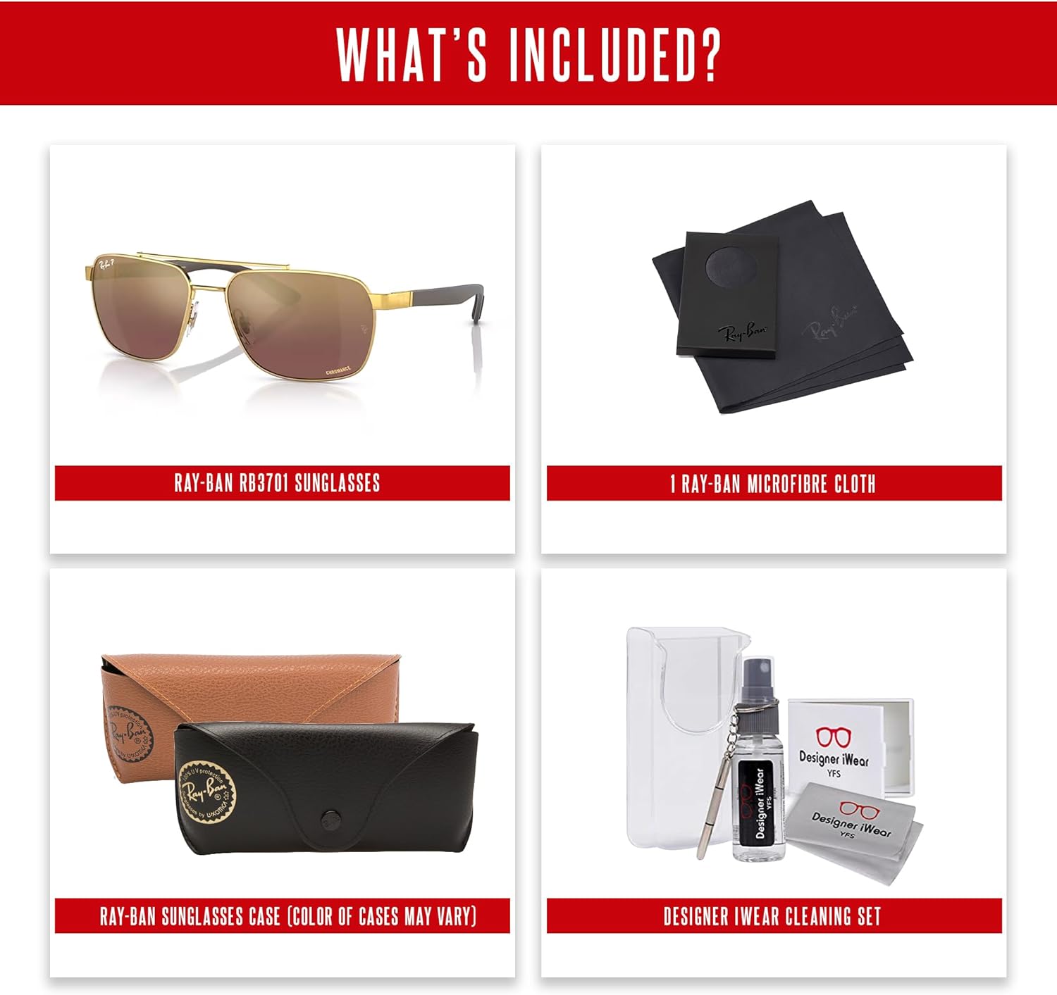 Ray-Ban RB3701 Rectangle Sunglasses for Men +BUNDLE with ACCESSORY EYEWEAR KIT - Image 5