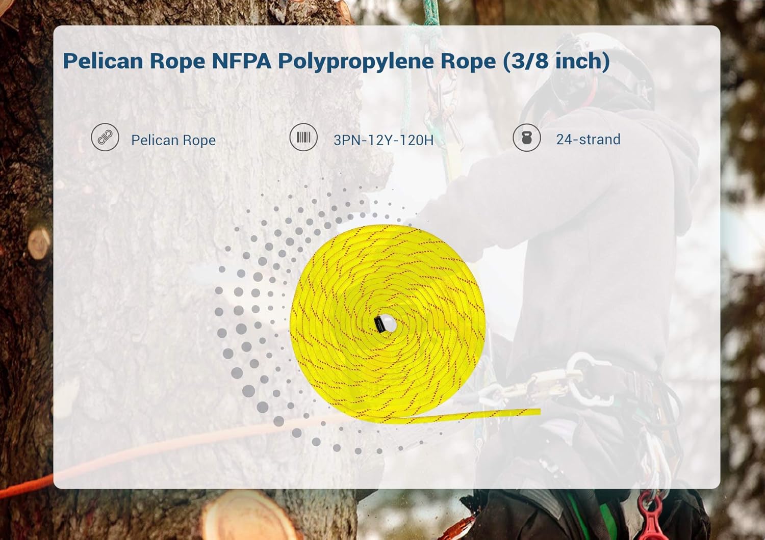 Pelican Rope NFPA Polypropylene Rope (3/8 inch) – Water Throw Line, Buoyant, High Visibility, Lightweight, Floating Line (150 feet - Yellow)