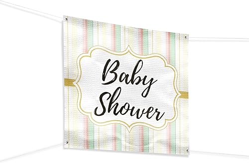 Cartel de baby shower para uso en interiores y exteriores de 4 x 4 pies, pancarta grande personalizada y letreros con cuerda para colgar, telón de
