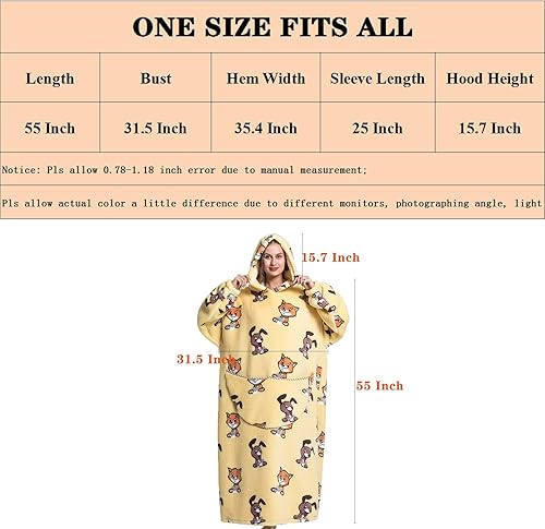Miniatura 5 de ZAJIO Manta larga con capucha para adultos, hombres y mujeres, súper suave y cálida, de franela Sherpa con mangas de bolsillo, dinosaurio multicolor