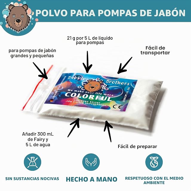 Foto 2 de 8 de Bubble Brothers Magic Powder 2 x 5 litros solución de Burbujas Grandes Burbujas de jabón Gigante