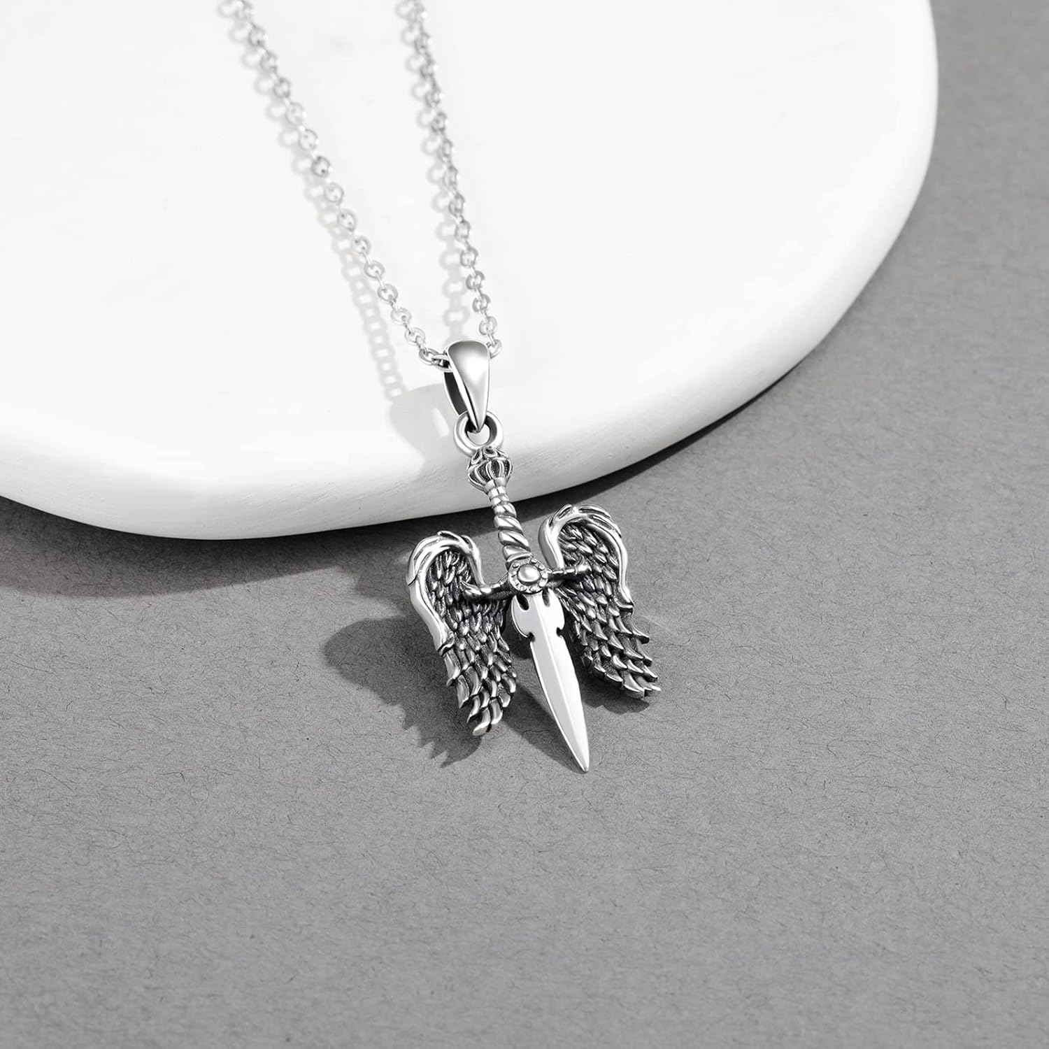 OHAYOO Dragon Necklace 925 Sterling Silver Dragon Sword Necklace Gothic Dragons Necklaces Dragons Jewelry Gifts for Men - Image 3