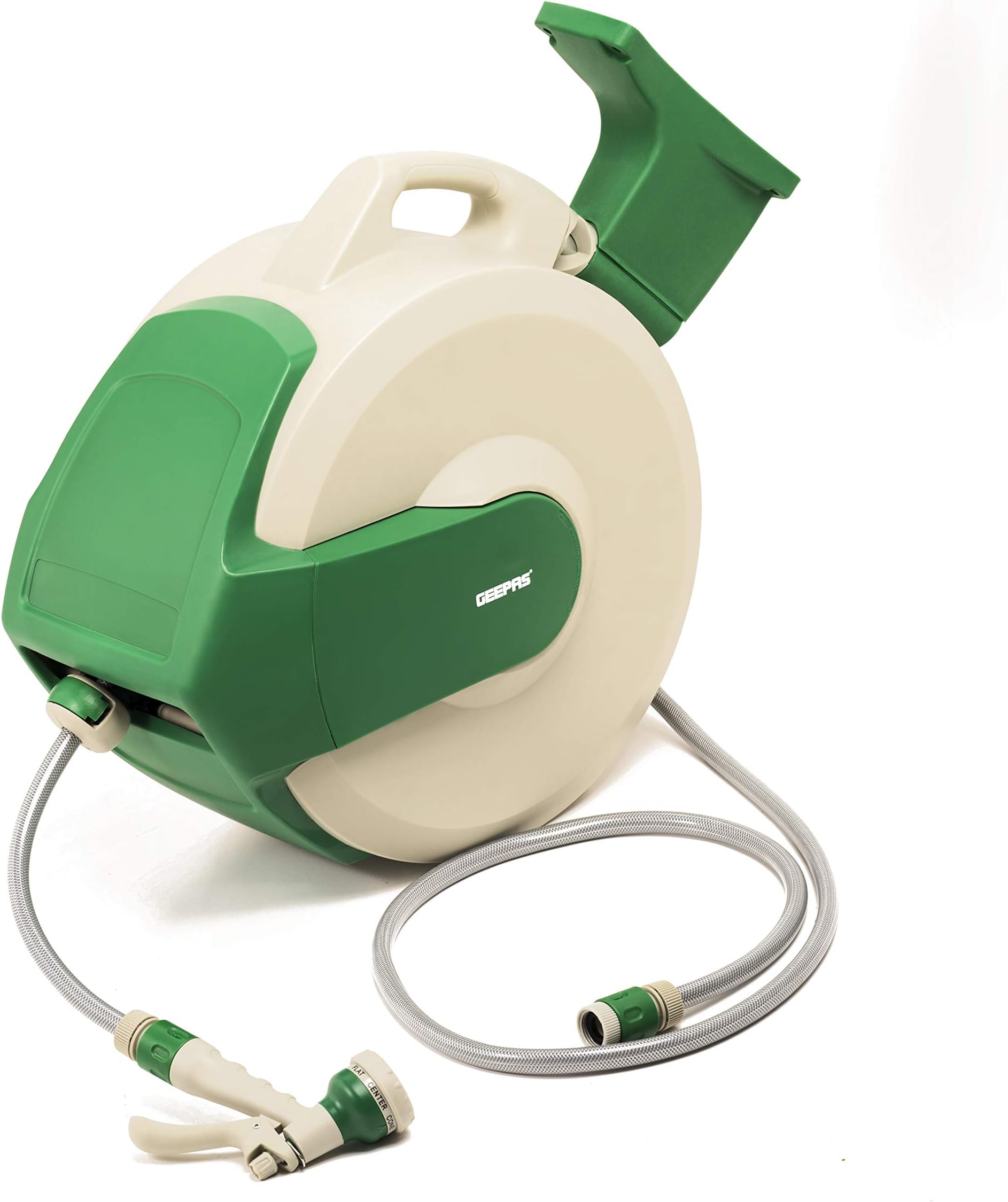 – Geepas Automatic Ready to Water Hose Reel, 30 Meter Hose Length, 1/2 Inch Hose Diameter, White/Green