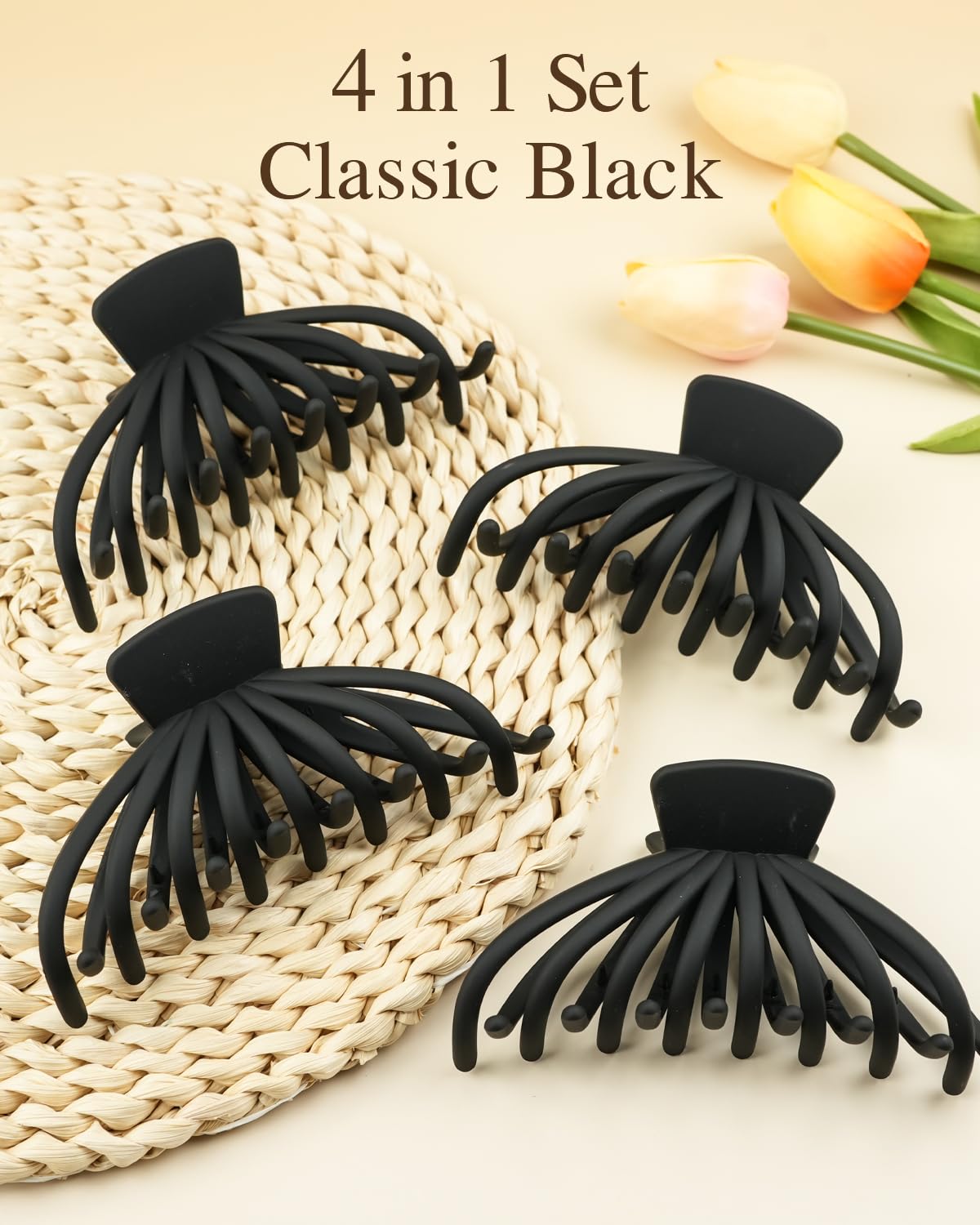 4 Pack 5 Inch Extra Large Claw Clips For Thick Hair, Matte Non-slip XL Big Claw Clips For Long Thick Curly Hair, Jumbo Claw Clip Hair Accessories For