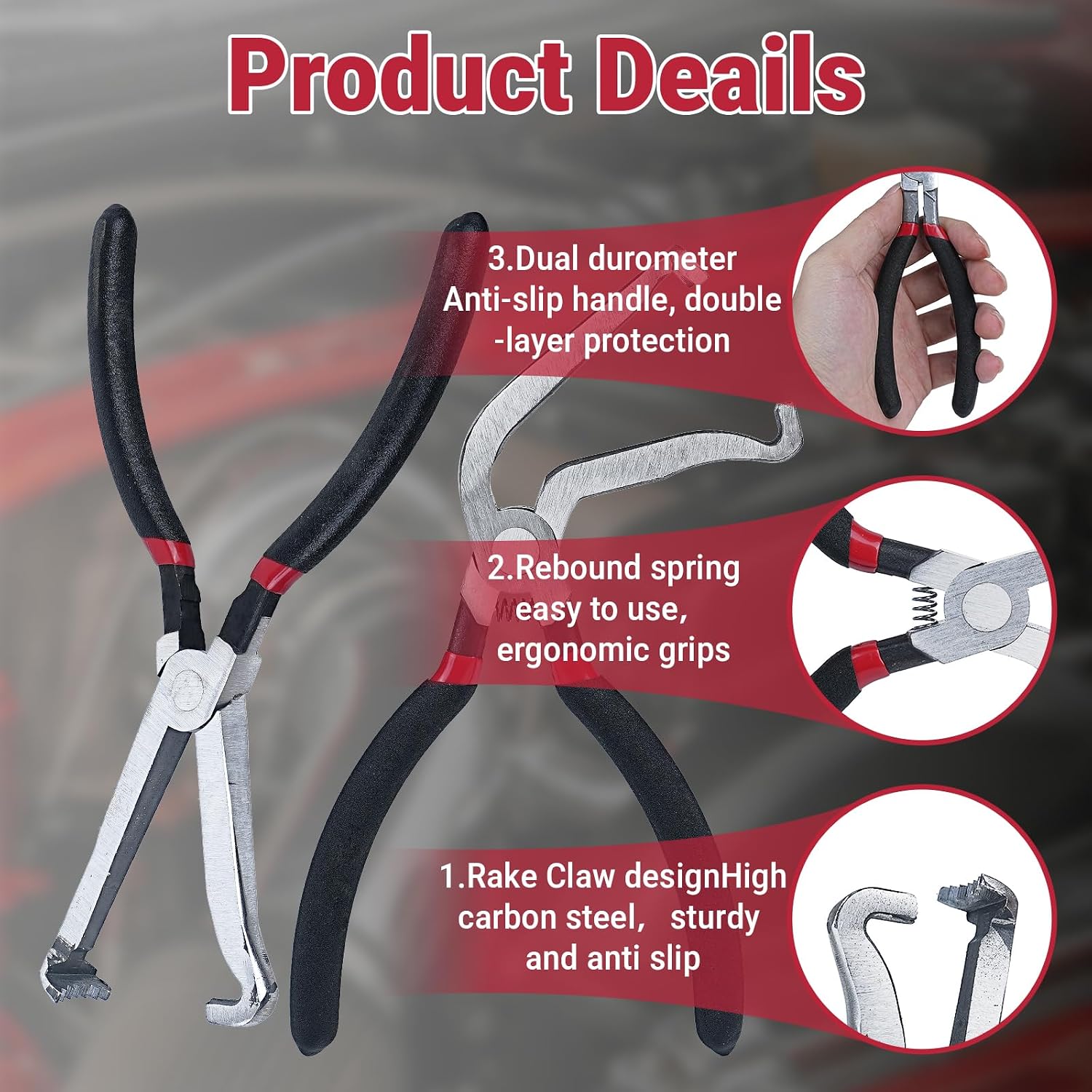 2 PCS Electrical Disconnect Connector Pliers for Cars Fuel Line Petrol Clip Pipe Automotive Hose Disconnect Tools for Push Tab Style Plugs (Straight+60 Degree)