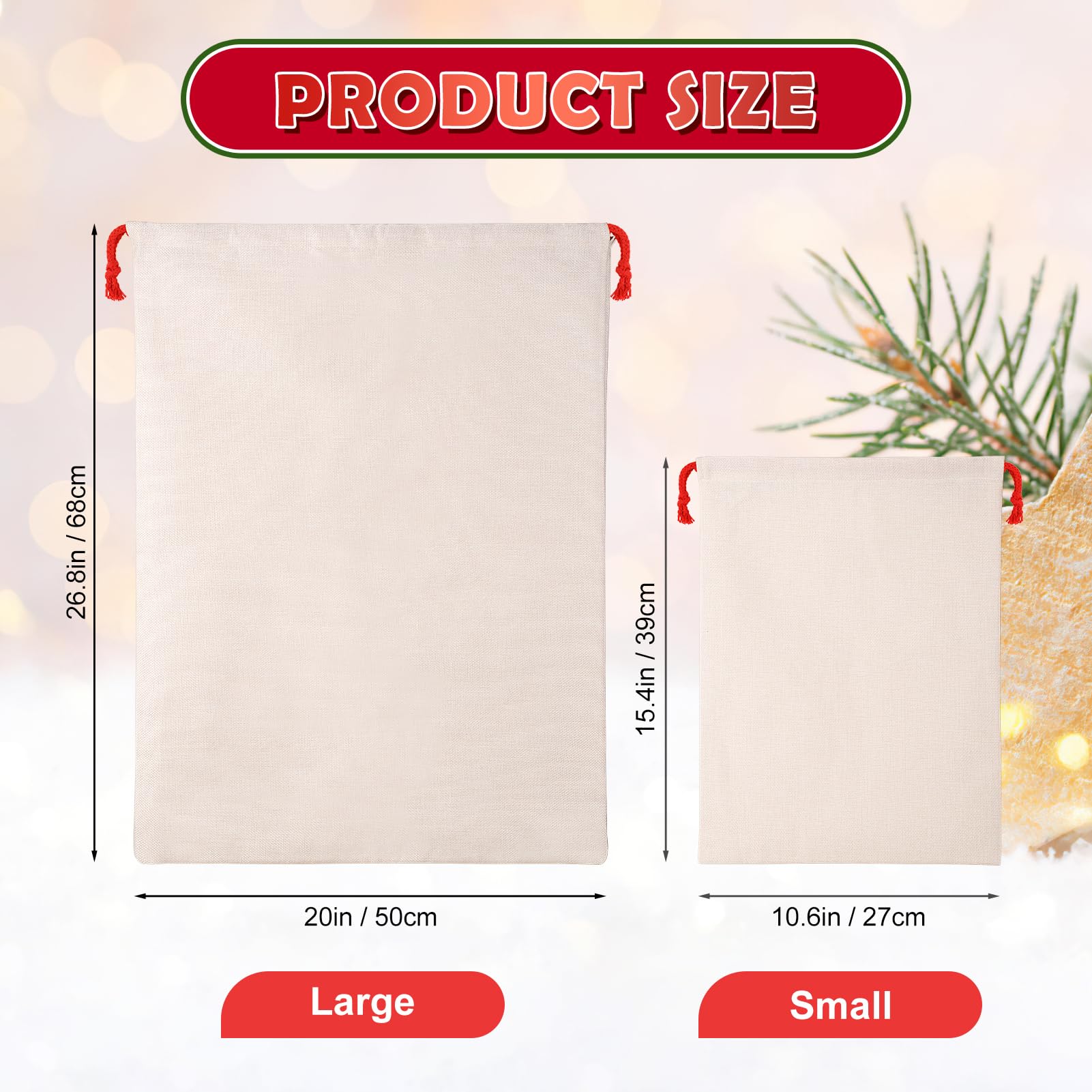 HooAMI 5 Pack Personalized Santa Sacks Drawstring Christmas Bags with Initial Name - Reusable Christmas Gifts Bags, Custom Large Santa Bag for Xmas Gifts Package Storage, Christmas Sacks for Presents